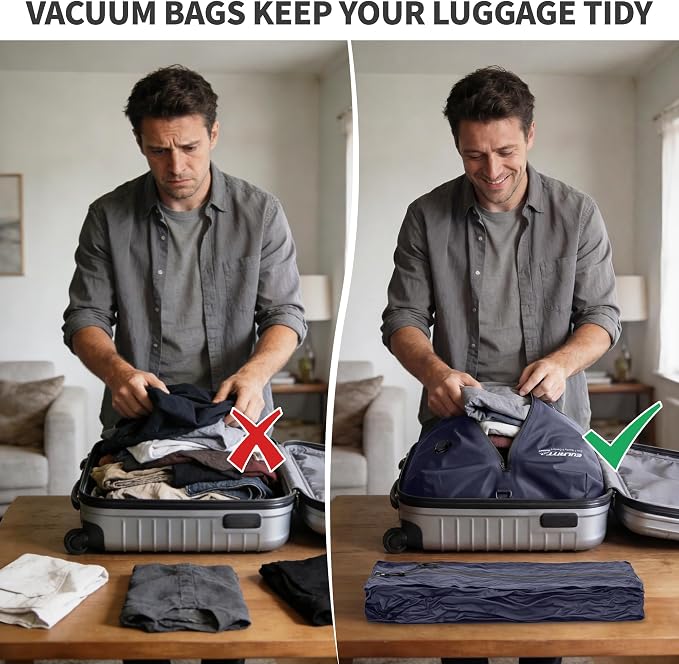 Eulant Travel Vacuum Bags with Pump,Professional IPX8 Waterproof Vacuum Compression Bag for Carry-On Suitcase & Travel Backpack,Space Saver Bags Packing Organizers(2 Pack,Navy) - Image 5