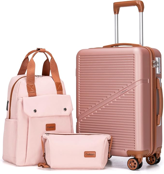 Cosbarn Carry On Luggage 22x14x9 Airline Approved, 20 Inch Carry on Suitcases with Wheels, ABS Lightweight Carry-on Luggage, Travel Suitcase Set with Wheels and TSA Lock by Cosbarn