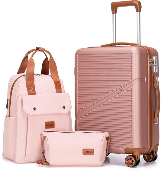 Cosbarn Carry On Luggage 22x14x9 Airline Approved, 20 Inch Carry on Suitcases with Wheels, ABS Lightweight Carry-on Luggage, Travel Suitcase Set with Wheels and TSA Lock by Cosbarn