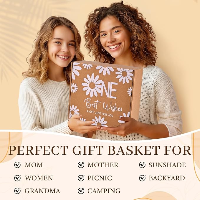 Beferr Mothers Day Beach Gifts Basket for Women, 79" X 83" Beach Blanket Waterproof Sandproof, Beach Mesh Tote Bags, Birthday Baskets for Her Wife Mom Sister Grandma Friend - Image 2