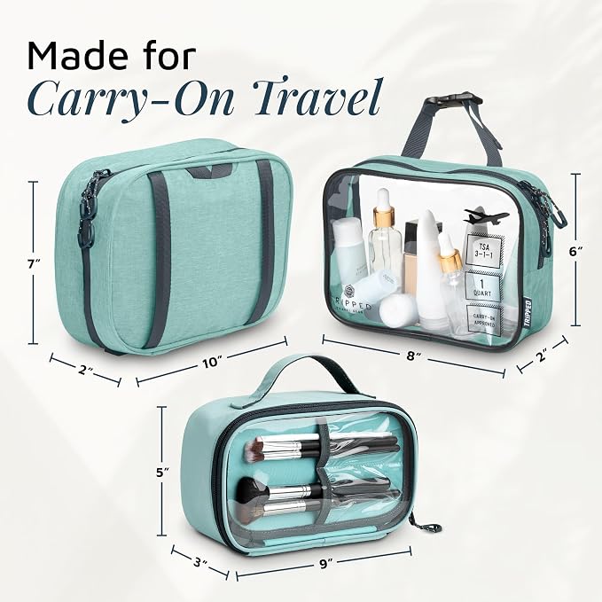 Toiletry Bag Kit 3 Piece Set: Hanging Travel Toiletry Bag + 311 TSA Cosmetic Liquid Bag + Accessory Organizer Pouch - Image 6