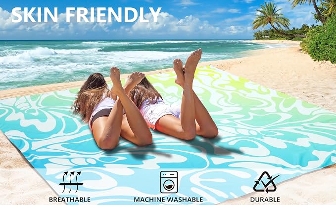 HIHOHO Beach Blanket Waterproof Sandproof Extra Large Beach Mat 79" X 83"/120"x108"for 1-8 Adults Quick Drying Durable Outdoor Picnic Mat for Beach Travel Camping Hiking - Image 5