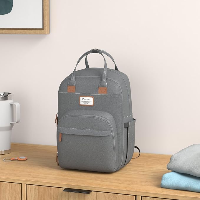 RUVALINO Diaper Bag Backpack, Multifunction Travel Back Pack Maternity Baby Changing Bags, Large Capacity, Waterproof and Stylish, Iron Gray - Image 2