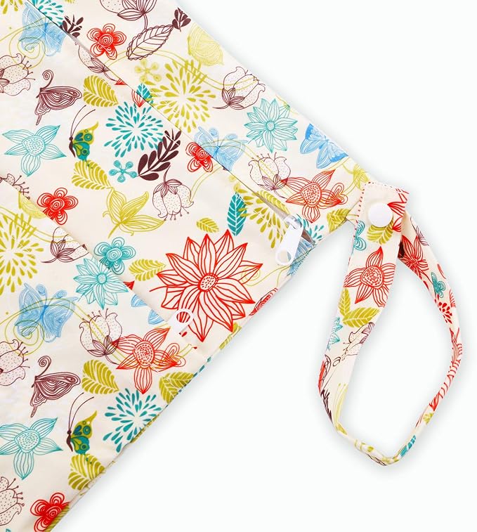 Kingrol 4 Pack Waterproof Wet Dry Bags for Baby Cloth Diaper, Travel Bag with Two Zippered Pockets and Snap Handle for Baby Items Beach Pool Swimsuits Yoga Gym Clothes Toiletries - Image 4