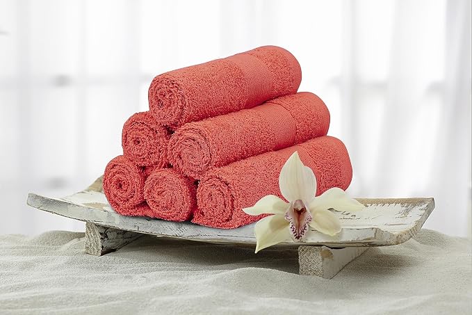 100% Cotton Washcloths 24 Pack (12x12 Inches) Soft, Highly Absorbent Washcloth, Face Towels, Wash Cloths for Face, Ring Spun, Bulk Pack (Coral) - Image 5