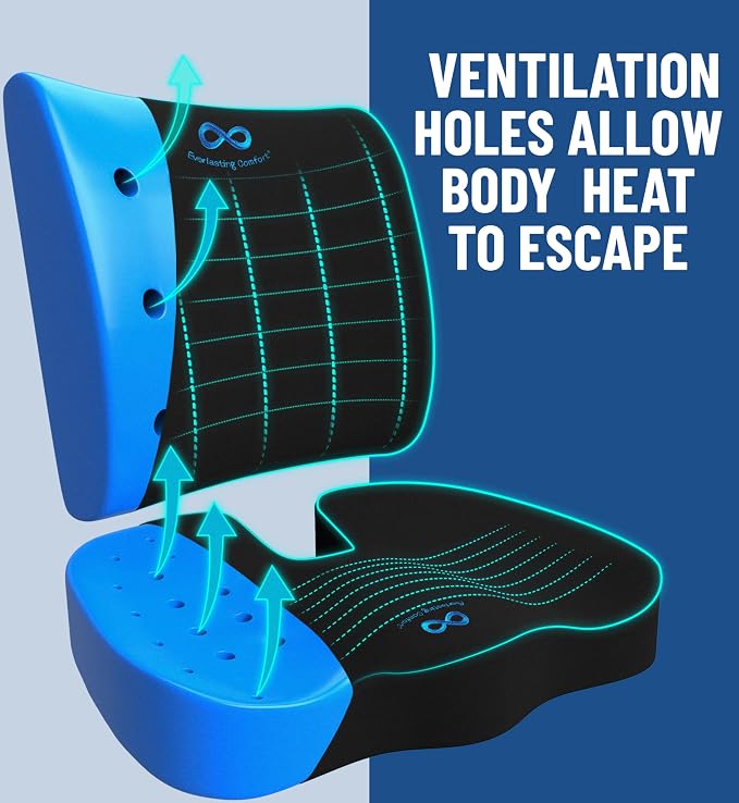 Everlasting Comfort Doctor Recommended Memory Foam Seat Cushion for Office Chairs & Car - Ergonomic Office Desk Accessories - Cushions for Tailbone Pain Relief, Sciatica & Back Support Pillow - Image 2