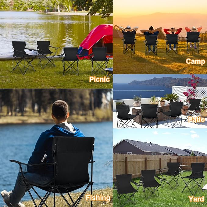 HaSteeL Camping Chairs 4 Pack, Oversized Folding Lawn Chairs for Adults | Solid Construction, Portable & Light Weight, No Assembly Required - Image 7
