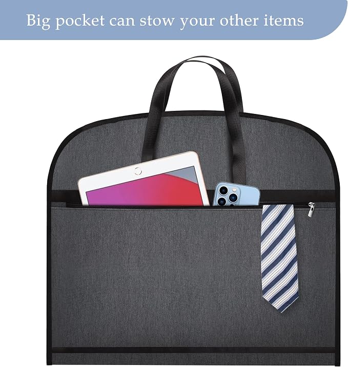 Limoomil Heavy Duty Waterproof Garment Bag for Travel, Tear Resistance Suit Bag for Men Travel for Suits, Tuxedos, Coats, Uniform. 42 inch - Image 2