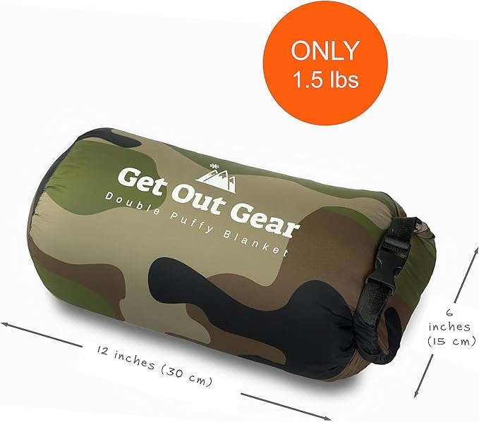 Get Out Gear Down Camping Blanket - Puffy, Packable, Lightweight and Warm | Ideal for Outdoors, Travel, Stadium, Festivals, Beach, Hammock | 650 Fill Power Water-Resistant Backpacking Quilt - Image 4