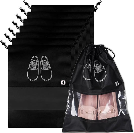 Kuber Industries Pack of 6 Shoe Bags | Shoe Bags for Travel | Non-Woven Shoe Storage Bags | Storage Organizers Set, Black, 8 US by Kuber+Industries