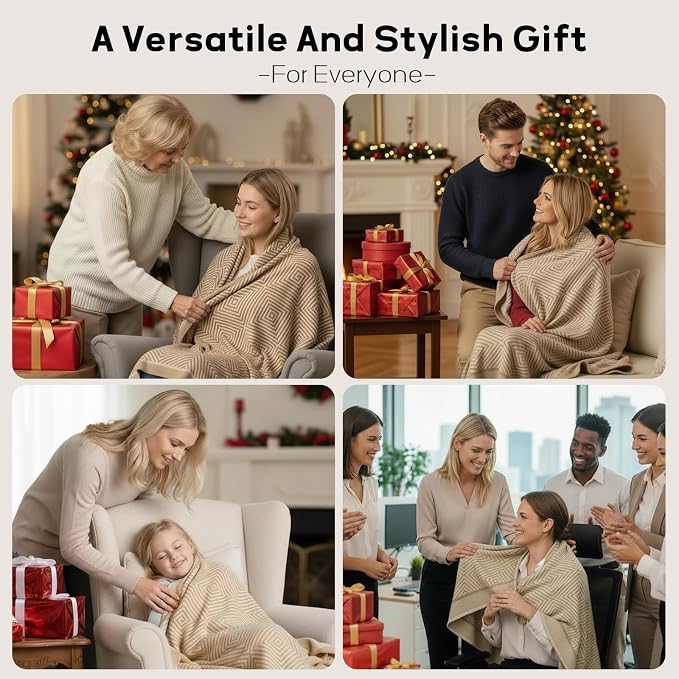 Travel Blanket Airplane - Ultra Soft & Lightweight Knit Design Compact Airplane Blanket,53x72 Inch,Stylish Travel Shawl Wraps for Flights,Office,Home Use,Travel Essentials & Gifts - Image 7