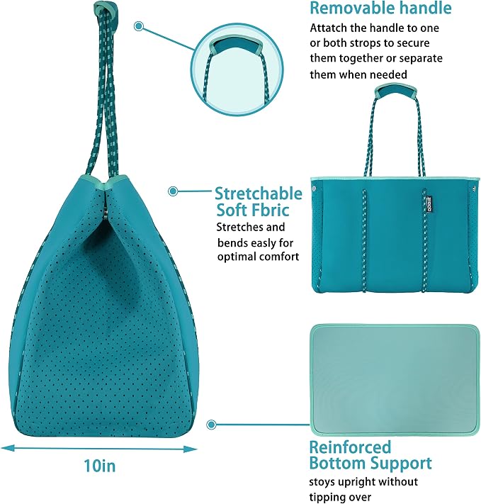 QOGiR Neoprene Multipurpose Beach Bag Tote with Inner Zipper Pocket … … … … - Image 4