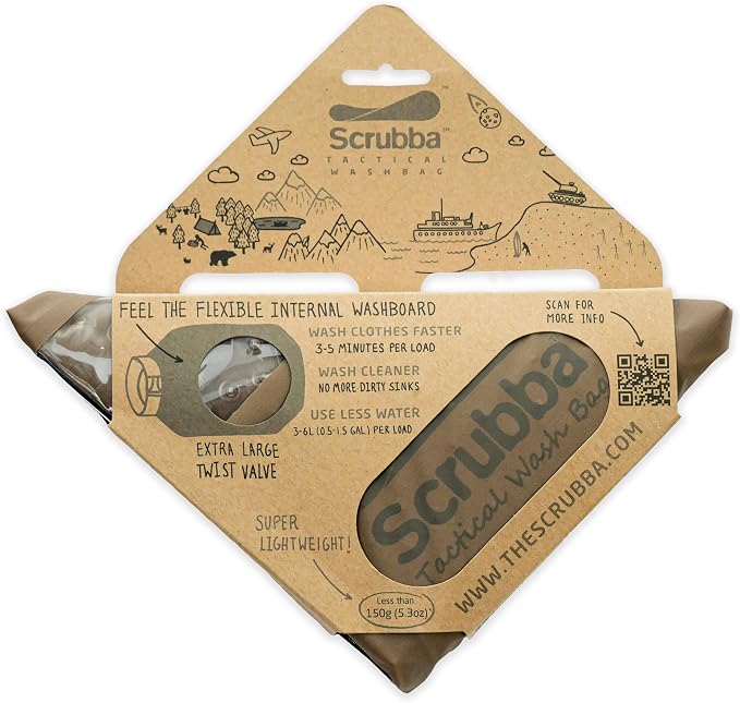 Scrubba Tactical Wash Bag & Dry Kit - Portable Washing Machine System with XL Towel, Pegless Clothesline & Hangers - Lightweight Travel Essentials Laundry Kit for Camping, Hiking, RV, Hotels - Image 6
