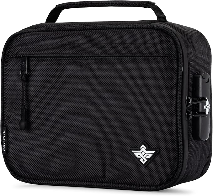 Exodus Storage Travel Bag with Combination Lock Water Resistant Organizer Case + Bonus Gifts (Black) by Erozul