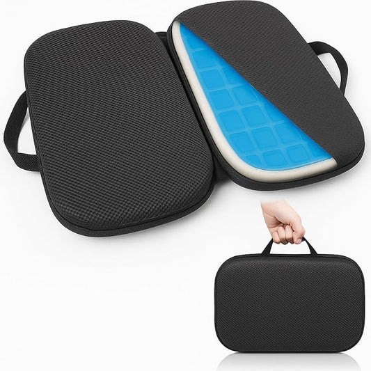 Sojoy 3 in 1 Foldable Gel Seat Cushion Featured with Memory Foam Breathable Seat Cushion for Pressure Relief (Size: 18.5“ x 15" x 2"，Black Mesh) by Sojoy