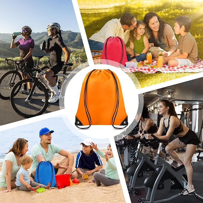 Grneric Drawstring Backpack Bulk 28 PCS Drawstring Bags String Backpack Cinch Bag Sackpack for Men Women Gym (Orange) - Image 7