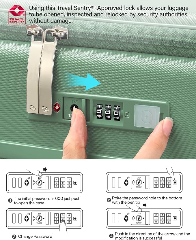 Hanke 20 Inch Expandable Carry On Luggage with Cup Holder 22x14x9 Airline Approved, Top Opening Hard Shell Suitcases with Wheels, Carry-On Travel Suitcase Trunk Luggage with Lock, Forest Green - Image 9