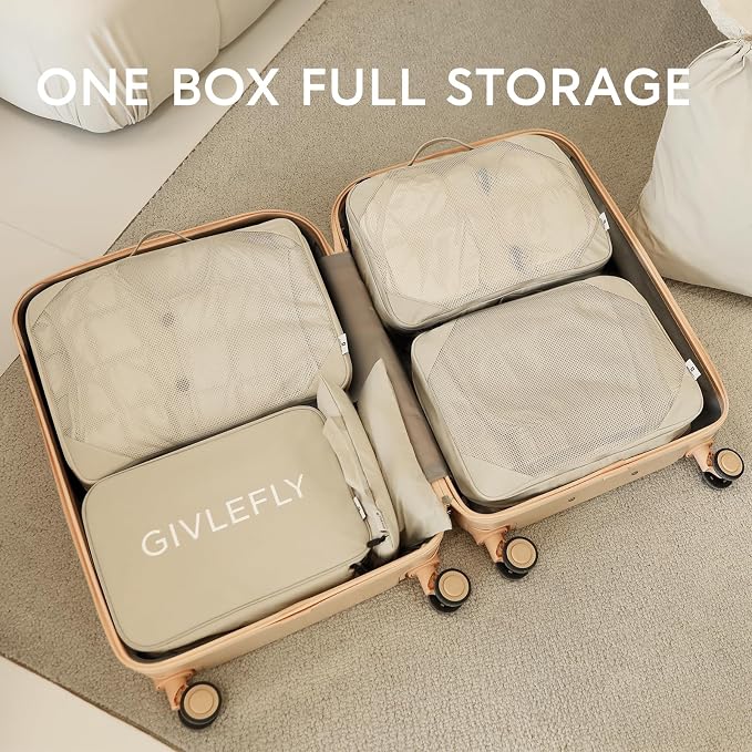 GIVLEFLY Compression Packing Cubes for Travel, 6-Piece Lightweight Luggage Organizer Bags, Space Saving Suitcase Packing Set for Women - Image 2