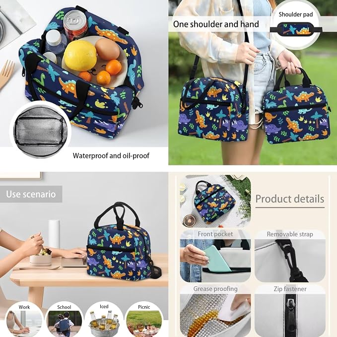 POLERO Boys Dinosaur Backpack Set with Lunch Box Cartoon Cute Kids Lightweight Book Bag Toddler Kindergarten School Bags 4 Pcs - Image 5