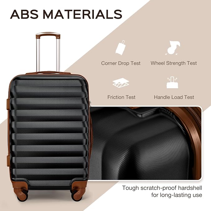 Suitour Luggage Sets 3 Piece Carry On Luggage with Spinner Wheels ABS Hard Case Travel Suitcase Set(20/24/28 inch) 6 PC Packing Bags & Drawstring Backpack - Image 6