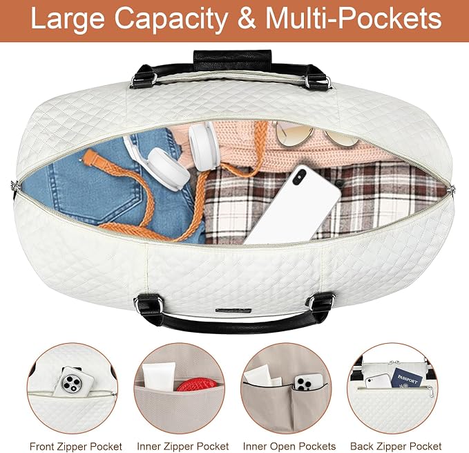 ITIEZY Weekender Overnight Bag for Women - Large Travel Duffel Bag with Shoe Compartment, Gym Duffel Bag Hospital Bag Carry On Tote Bags for Airplanes with Crossbody Bag Toiletry Bag 3Pcs Set - Image 3