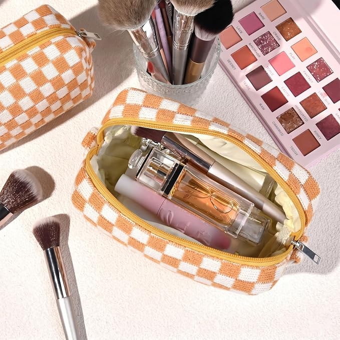 SOIDRAM Makeup Bag Preppy Cosmetic Bag Bulk Makeup Pouch Personalize Travel Toiletry Bag Organizer Cute DIY Makeup Brushes Storage Bag for Women - Image 2