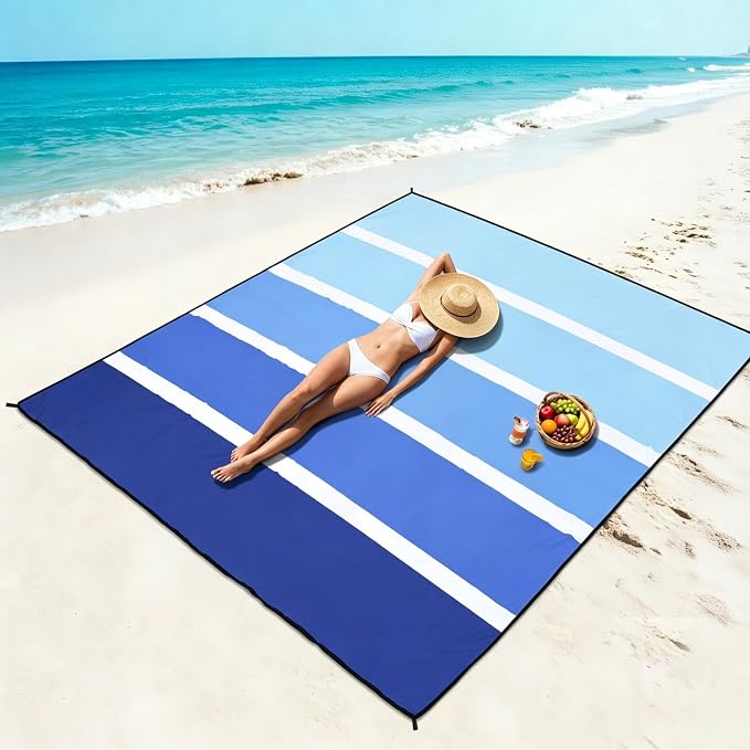 WIWIGO Beach Blanket Waterproof Sandproof Beach Mat 79" X 83"/10'x9'for 2-8 Adults Quick Drying Outdoor Picnic Mat Beach Accessories for Travel, Camping, Hiking - Image 6