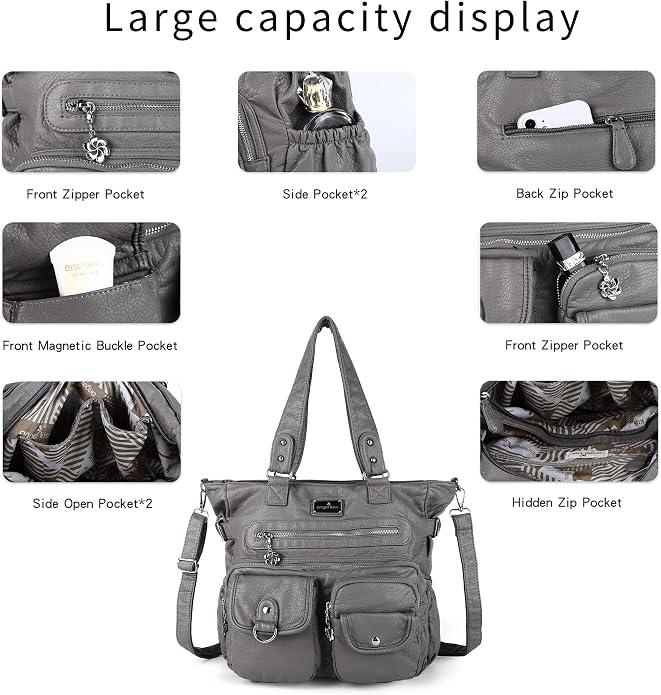 Angelkiss Purses Handbags for Women PU Tote Satchel Bags for Women Pockets Shoulder Bags… | PU - Image 6