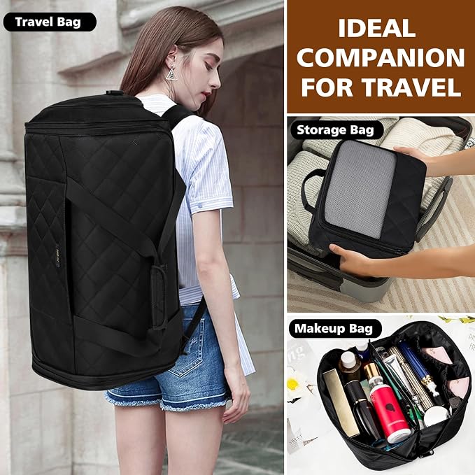 Convertible Garment Bags for Travel - Carry on Garment Duffle Bag with Backpack Straps for Men Women, 4 in 1 Large Travel Duffel Bags with Shoes Compartment Hanging Suit Dress Weekender Bag 3pcs Set - Image 2