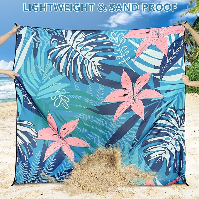 WIWIGO Beach Blanket Waterproof Sandproof Beach Mat 79" X 83"/10'x9'for 2-8 Adults Quick Drying Outdoor Picnic Mat Beach Accessories for Travel, Camping, Hiking - Image 3