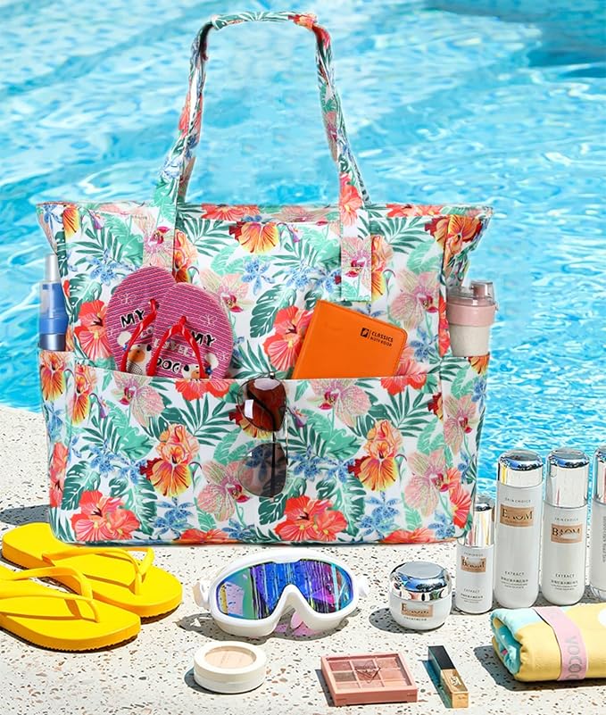 Bluboon Waterproof Beach Tote Pool Bags for Women Ladies Extra Large Carry On Bag With Wet Compartment for Weekender Travel - Image 3