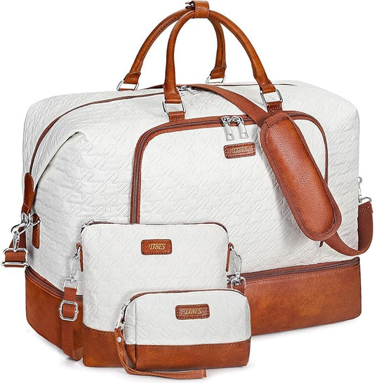 Travel Weekender Bag for Women, 21" Overnight Bag with Shoe Compartment 50L Large Travel Duffel Bag Carry On Tote for Weekend, Overnight, Business Trips, Water Resistant by TIBES