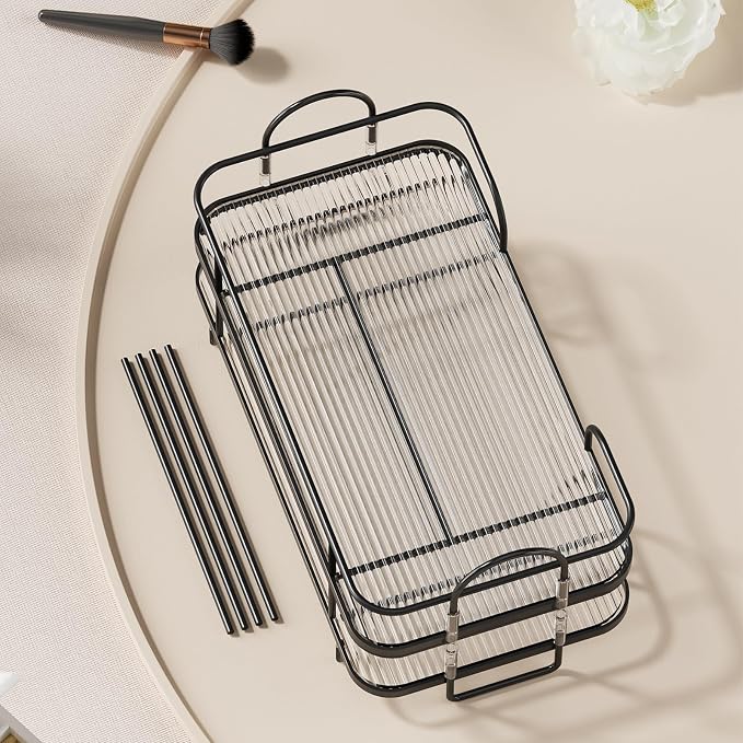 2 Tier Corner Bathroom Counter Organizer, Cosmetic Skincare Organizer, Bathroom Countertop Perfume Tray Vanity Organizer, Kitchen Spice Corner Storage Shelf - Image 7