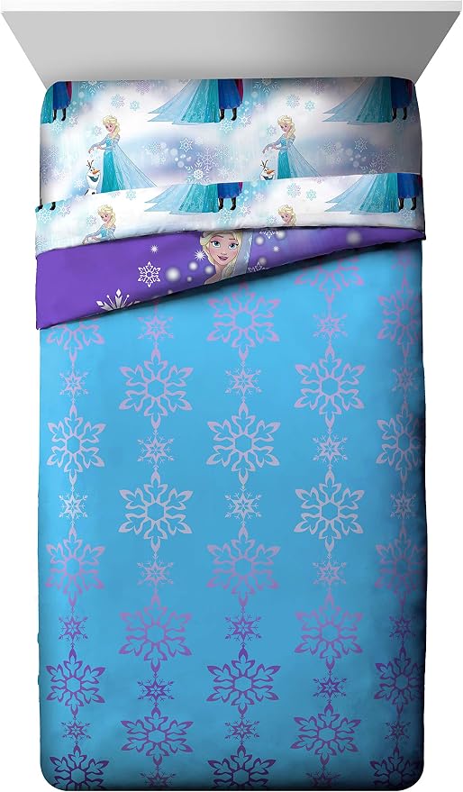 Disney Frozen Elsa Full Size Comforter Set 7 Piece Kids Bedding, Purple | Anna Bed in a Bag, Comforter Sheets Shams Pillowcases, Official Brand, Soft Microfiber, Machine Washable, Girls Gift - Image 3