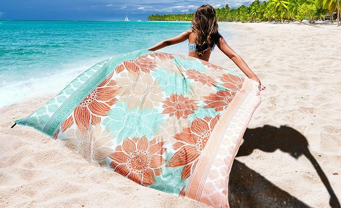HIHOHO Beach Blanket Waterproof Sandproof Extra Large Beach Mat 79" X 83"/120"x108"for 1-8 Adults Quick Drying Durable Outdoor Picnic Mat for Beach Travel Camping Hiking - Image 6