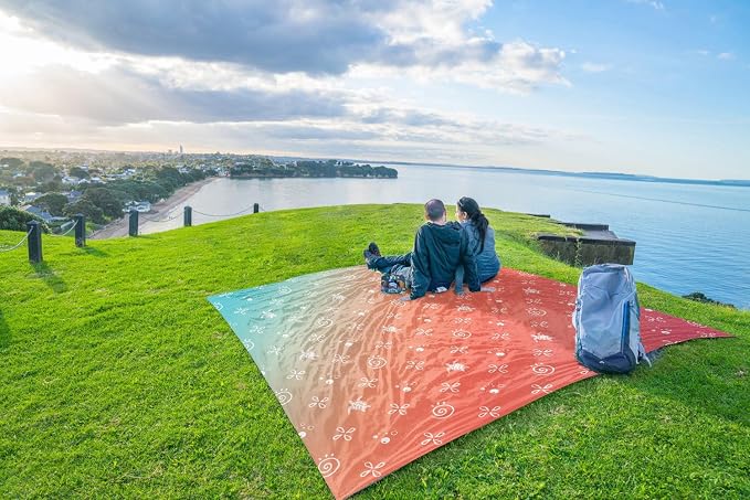 WEKAPO Beach Blanket Waterproof Sandproof Oversized Extra Large Sand Free Beach Mat with Stakes, Storage Bag - Essentials for Outdoor Beach, Picnic - Image 8