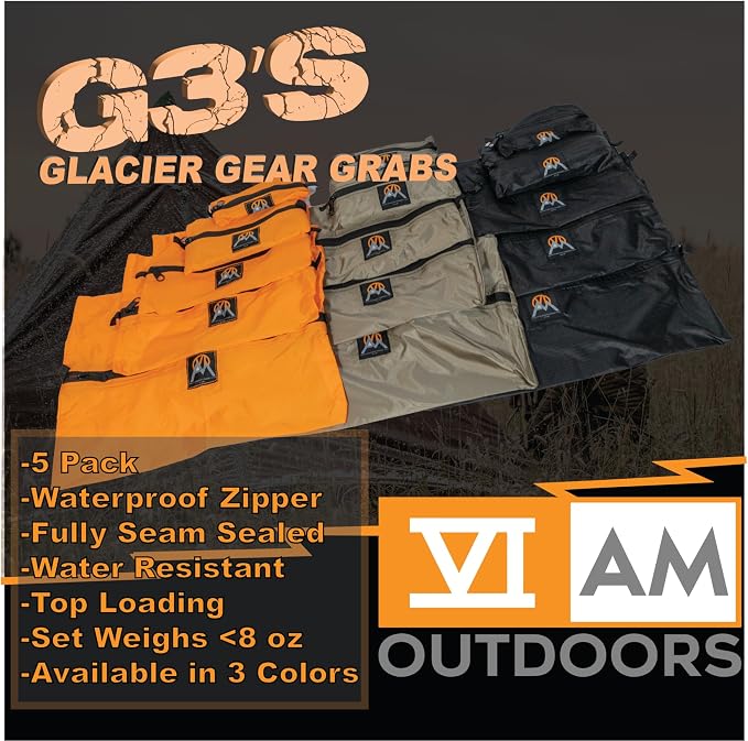VIAM Outdoors G3 Glacier Gear Grab Tool Bag Zipper Pouch, Premium Utility Multipurpose Storage Organizer Tool Pouches for Hunting, Camping, Backpacking, Travel - 5pc Orange - Image 6