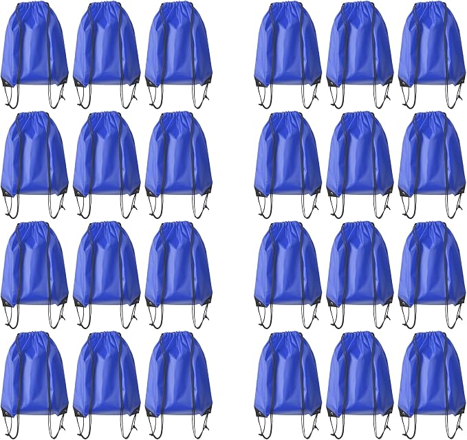 Drawstring Backpack Bulk 24Pcs Draw String Backpack Bags DIY Gym Sports Traveling Yoga Cinch Bag Sackpack Drawstring (royal blue bluenoye) by Unknown