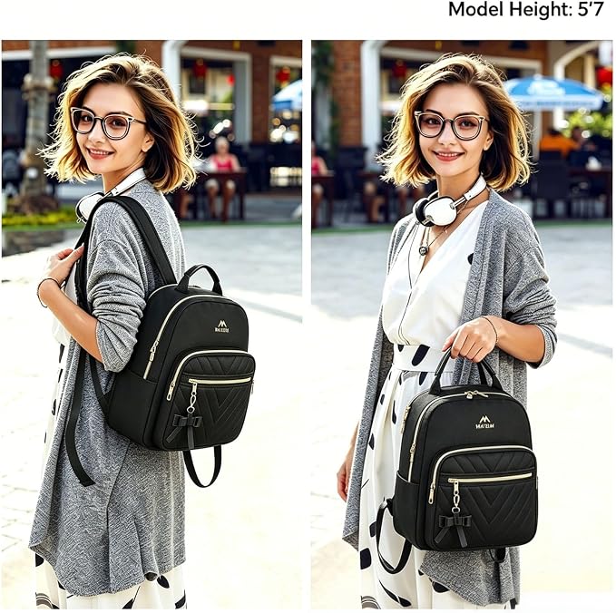 MATEIN Mini Backpack for Women, Waterproof Stylish Daypack Purse Shoulder Bag, Lightweight Small Casual Daily Travel Backpack Mochilas Para Mujer, Lady Girls Gifts for Work School, 2pcs Sets, Black - Image 8
