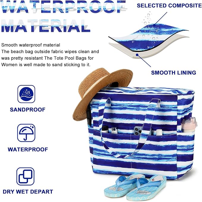 Bluboon Waterproof Beach Tote Pool Bags for Women Ladies Extra Large Carry On Bag With Wet Compartment for Weekender Travel - Image 7