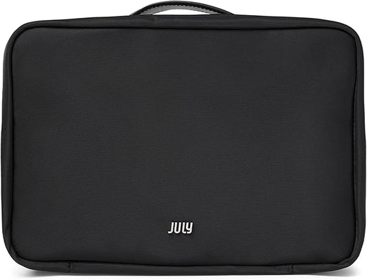 Hanging Toiletry Bag with Hidden Hook, Clear & Leak-Resistant PVC Pocket, Toothbrush Tab, Water-Resistant Nylon and Leather Trims - Travel Essentials Bag, Bathroom Travel Organizer - Black