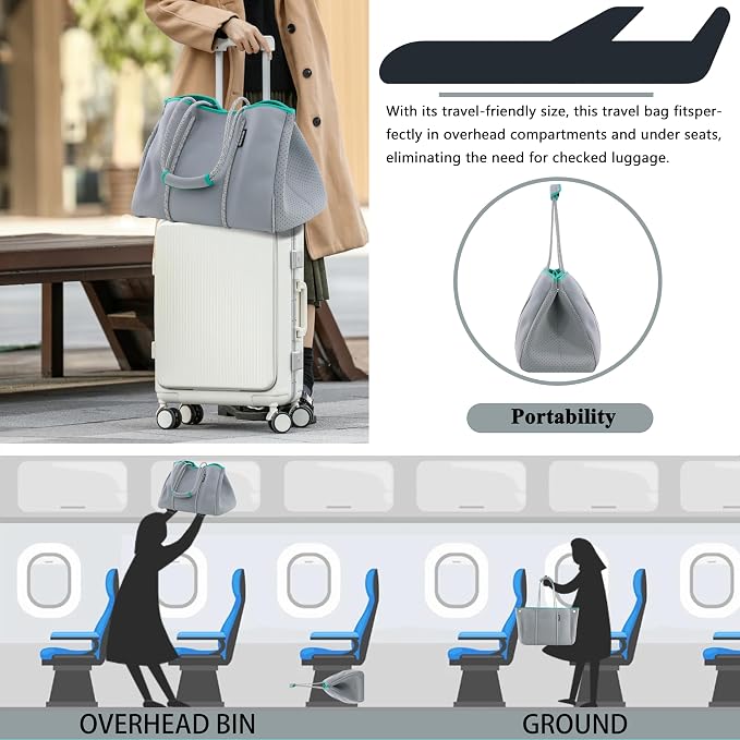 QOGiR Neoprene Multipurpose Beach Bag Tote with Inner Zipper Pocket … … … … - Image 6