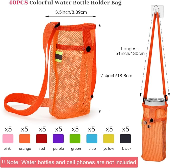 Mumufy Water Bottle Sling Holder Crossbody, Adjustable Strap Carrier with Zipper Pouch, Lightweight Nylon Hands-Free Bag for Hiking, Running, Gym, Workout, Camping, Travel - Image 2