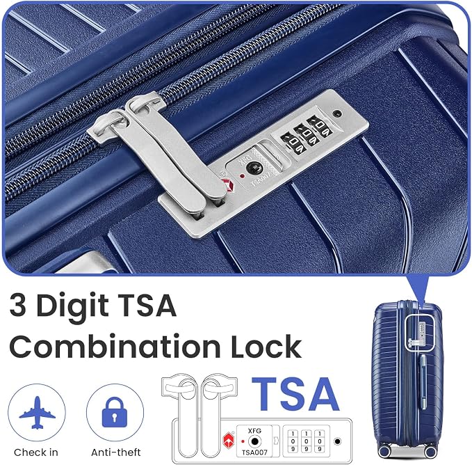 Merax Luggage 4 Piece Set Hardside Expandable Suitcase Set with Case,Travel Luggagewith Spinner Wheels,Airplane Approved Carry On Luggage Sets,Navy Blue1,14/20/24/28 - Image 7