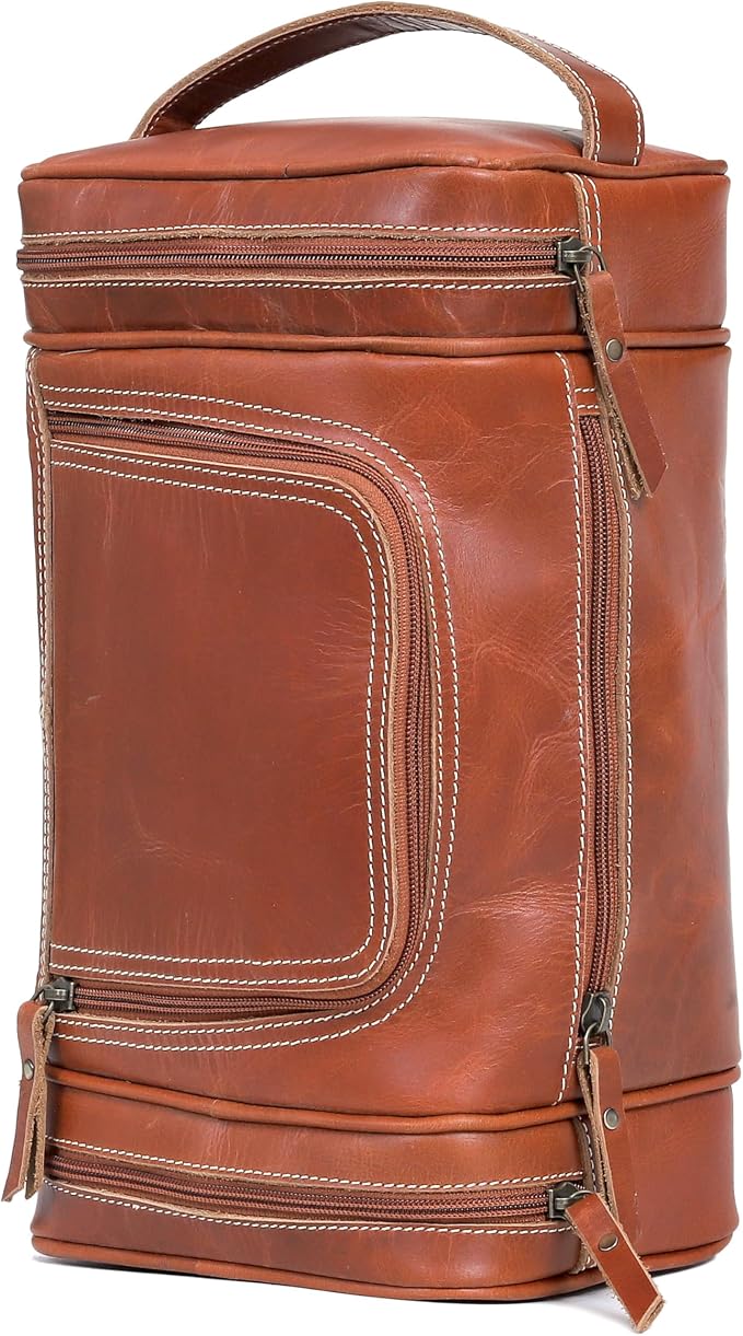 VC VINTAGE COUTURE Leather Toiletry Bag for Men Extra Large Leather Men's Toiletry Bag for Traveling Real Leather Dopp Kit for Men Leather Shaving Bag for Travel - Image 8