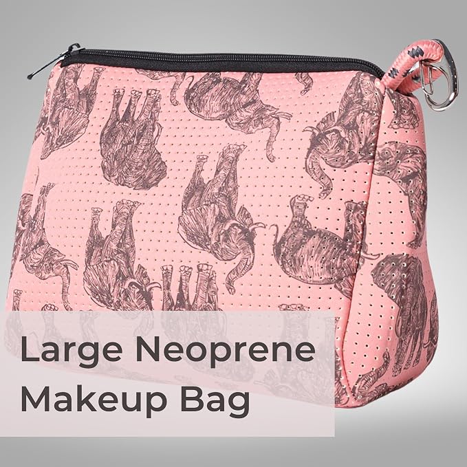 POPUPS Large Makeup Bag with Zipper - Waterproof Neoprene Cosmetic Bag 7.7 x 10.75 x 5 inches - Image 2