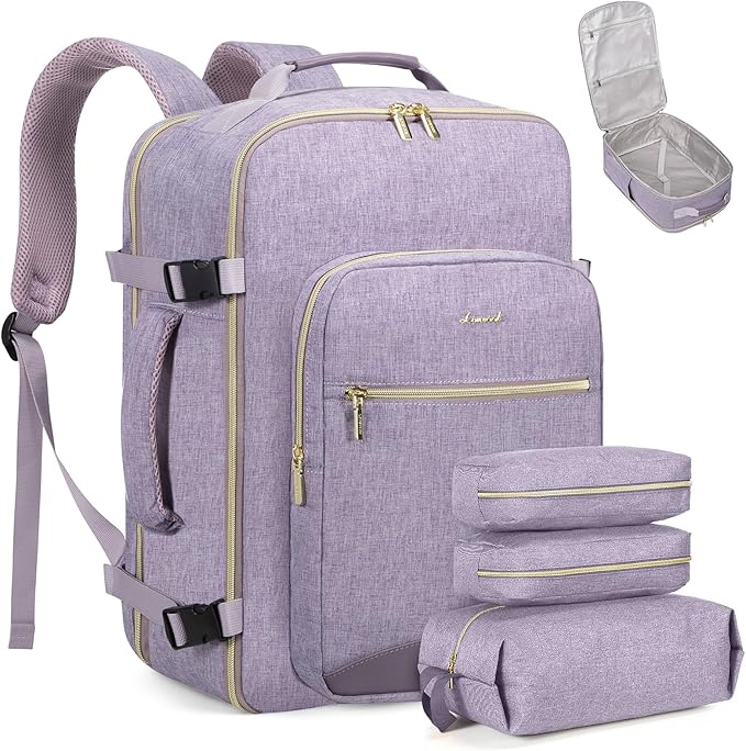 LOVEVOOK 40L Travel Backpack Flight Approved Carry on Backpack,3 Packing Cubes,Waterproof Personal Item Travel Bag,TSA Carry on Luggage Suitcase Travel Essentials,Gifts for Women & Men,fits 17" Laptop by LOVEVOOK