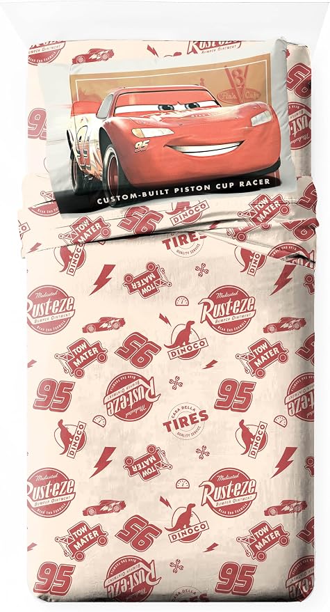 Jay Franco Kids Sheet Set with Fitted, Flat Sheets & Pillow Cover - Ultra-Soft Bedding with Pillowcase for Room Decor, Multi - Cars, 3 Piece Twin by JayFranco