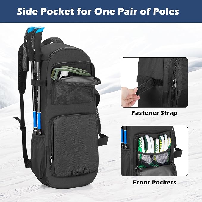 DSLEAF Snow Shoes Bag for 19”-25” Snowshoes, Snowshoes Backpack with Pockets for A Pair of Poles and Other Accessories, Easy to Carry with Shoulder Strap and Handle, Bag Only - Image 3
