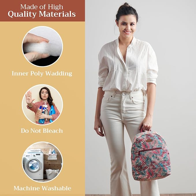 Maison d' Hermine Backpack for Women Men Cotton Shoulder Multipurpose Rucksack with Small Pouch Lightweight Multi Pocket Bag for Travel Work Beach Perfect for Spring Summer (Bamako - Madi) - Image 3